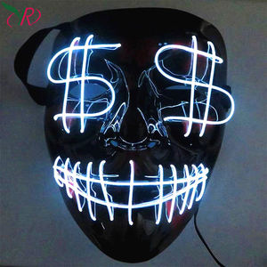 Máscara de Ojos con Luz Fría LED, Diseño de Dólar Estadounidense, Creativa para Bodas y Fiestas, Máscara de Fantasma con Boca Abierta, Máscara Luminosa para Halloween <span class=keywords><strong>2021</strong></span> - Product Image 6
