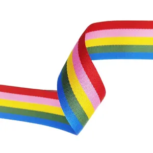 Hft Polyester liên Màu Ribbon cầu vồng vành đai đầy màu sắc vải bên trong nhuộm dải dây đeo nylon cho dây đai an toàn Túi dây đeo vai