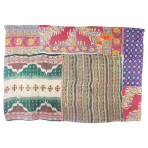 Décor de lit vieux point à la main couette kantha jeter en nouvelle-zélande indien réversible cousu à la main lourd jeter vieux sari couverture patch
