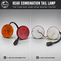 Pour camion minier Sinotruk HOWO MT86, feu arrière combiné 4130000617, lampe ronde ambre rouge, pièces détachées automobiles, vente en gros Chine