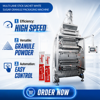 Multi Lane VFFS Power Packing Machine Volumetric Cup Filling 5g White Sugar Brown Sugar Stick Packaging