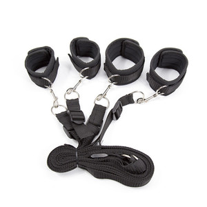 긴 가죽 벨트 BDSM 섹스 침대 속박 성인 커플 유혹 장난감 손과 다리 SM 커프스 섹스 토이 - Product Image 1