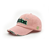 Gorra de Béisbol Unisex Casual Estilo Urbano con Diseño Desgastado, Letras Bordadas en 3D y Agujeros, Venta al Por Mayor