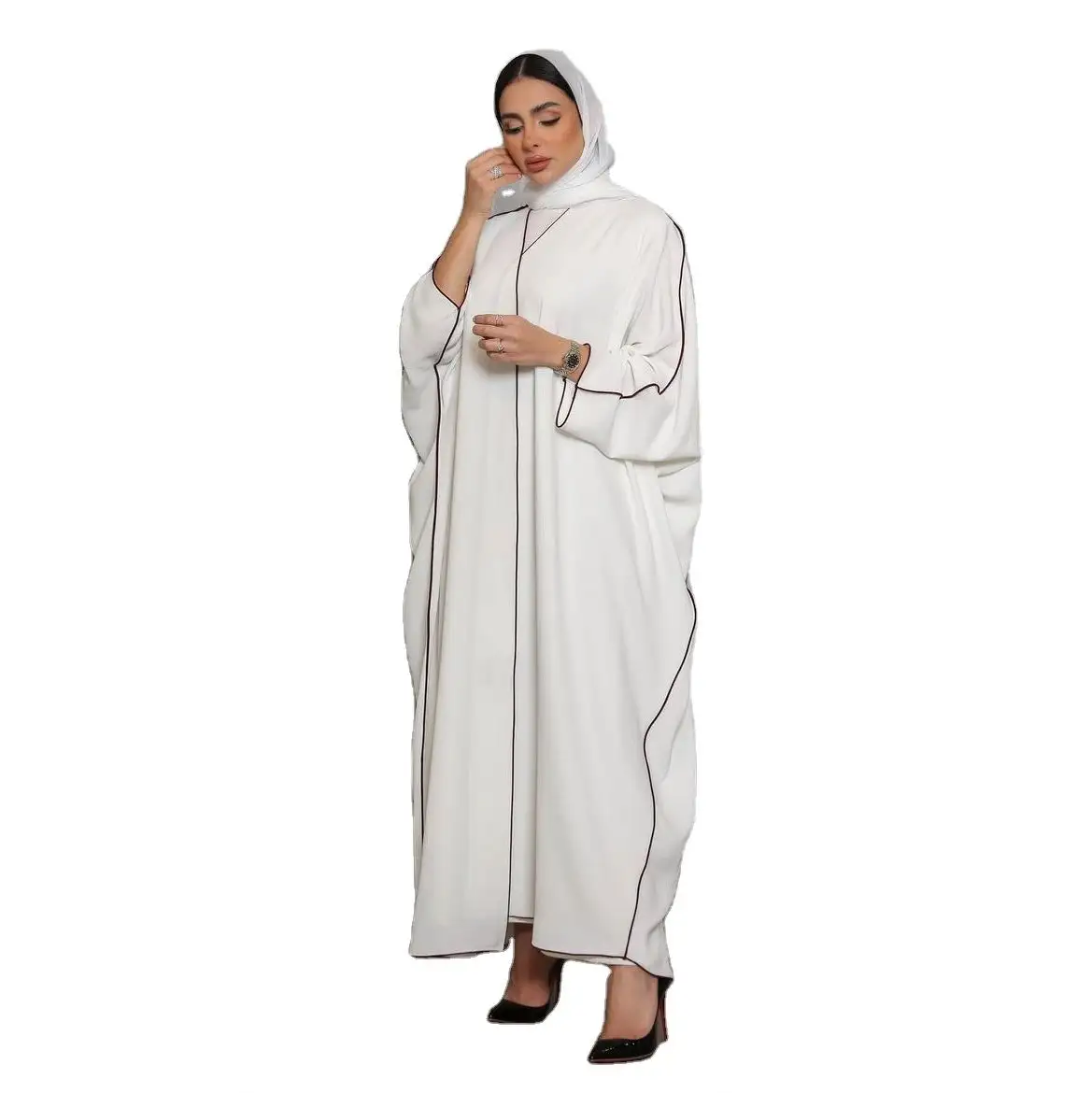Großhandel türkisches EID Dubai Abaya Kimono bescheidenes Kleid islamische Kleidung elegante Damen muslimisches Kleid Zoom Jazz Crepe offene Abaya