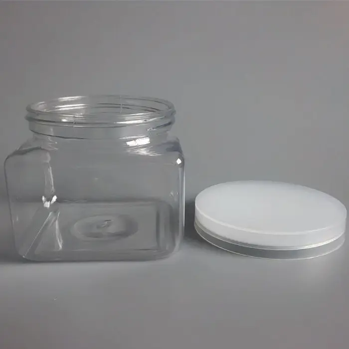 250ml 350ml 500ml square cosmetic PET jar plastics sugar body scrub containers for haircare product packaging