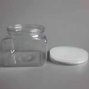 250ml 350ml 500ml Square Cosmetic PET Jar Plastics Sugar Body Scrub Containers For Haircare Product Packaging