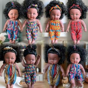 Poupée Reborn Afro de 30 cm Faite à la Main, <span class=keywords><strong>Jouet</strong></span> en Tissu et Vinyle Souple, Peau Foncée, Modèle en Caoutchouc Souple, Cadeau pour Enfants - Product Image 2