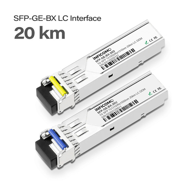 SFP 1.25G 1000BASE 20km 1310/1550nm BIDI Simplex LC Compatible Fiber Optic Transceivers SFP Module