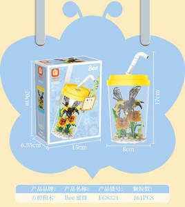 Bloques de Construcción de Plástico ABS Naranja Cuadrados 8320, Insectos, Flores, Mariposas, Abejas, Tazas de Té con Leche, Adornos Educativos para Niños - Product Image 2