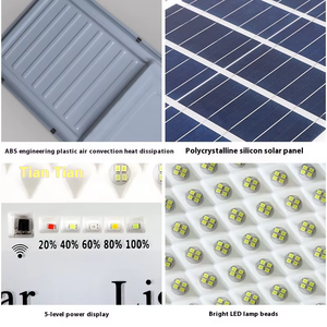 리셩 초고휘도 500W 태양광 가로등 ABS 바디 IP65 방수 6000K 주광색 120도 빔 각도 리모컨 야외용 - Product Image 3