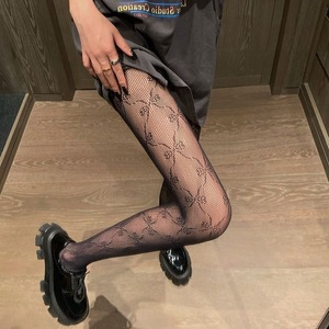 Japanese Jk Style Lace Patterned Fishnet Stockings 15D Thigh High Transparent Women's Black Pantyhose - Product Image 1