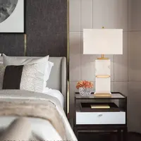 Lampu Meja Marmer Led E27 Mewah Emas Samping Tempat Tidur Dekorasi Rumah Restoran Hotel Modern