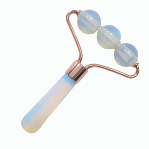 เครื่องนวดหน้า 3 ลูกกลิ้ง โอปอลสโตน สีโรสโกลด์ พร้อมด้ามจับหินธรรมชาติ - Product Image 3