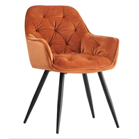 Chaise de salle à manger rembourrée en velours, très vendue, avec pieds en métal noir, accoudoirs confortables, pour la salle à manger à domicile