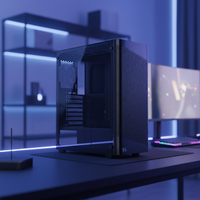 Boîtier de PC de jeu de bureau MQ, panneau latéral en verre trempé, châssis ATX prenant en charge le refroidissement par eau avec gestion des câbles à l'arrière