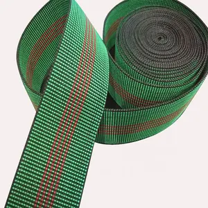 ロールの強い緑の縞模様の耐久性のあるソファ弾性ウェビング伸縮性家具ベルト