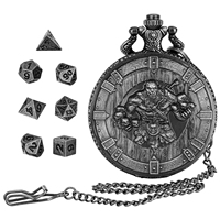 Kotak Dadu Steampunk RPG Fighter & Set Dadu Mini untuk Aksesori Permainan Papan Role Playing, Hadiah Apresiasi untuk Souvenir Pesta