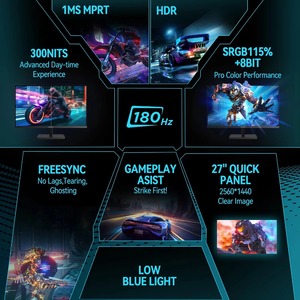 Nuevo Monitor para Juegos <span class=keywords><strong>ARZOPA</strong></span> de 27 Pulgadas y 180 Hz, QHD 2K 2560x1400 Fast IPS, Tipo-C, Modo Samsung DeX, FreeSync - Product Image 3