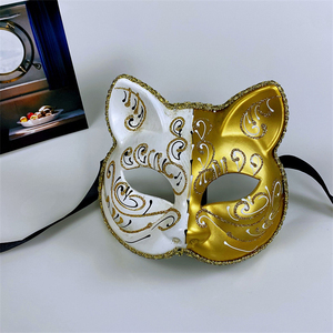Maschera Divertente a Mezzo Volto di Gatto Chimera, Copri Occhi Bicolore Dipinto, Accessori per Cosplay di Halloween per Adulti - Product Image 4