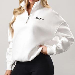 <span class=keywords><strong>Felpa</strong></span> da <span class=keywords><strong>donna</strong></span> oversize personalizzata <span class=keywords><strong>felpa</strong></span> da <span class=keywords><strong>donna</strong></span> in pile di cotone biologico <span class=keywords><strong>bianco</strong></span> con Zip - Product Image 1