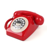 Téléphone fixe filaire rétro rouge à boutons analogiques PSTN pour la maison, l'hôtel, le bureau