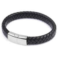 Bracelet en Cuir Véritable et Microfibre avec Gravure de Logo, en Acier Inoxydable, Fermoir Magnétique, Bijoux Personnalisés pour Homme, Vente en Gros
