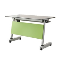 Table de conférence mobile pliable rectangulaire, design moderne et simple, en mélamine, modulable, sur roulettes, mobilier de bureau