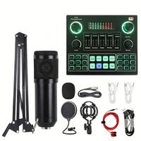 Kit d'enregistrement en studio Xtuga V9S+BM800, micro à condensateur complet, carte son live, prise en charge de deux appareils, prise XLR 3,5 mm, 20 Hz-20 kHz, couleur