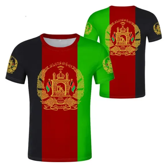 2024 폭발적인 도매 사용자 정의 남자의 티셔츠 아프간 국기 패턴 로고 인쇄 의류 홈 캐주얼 남자의 대형 셔츠