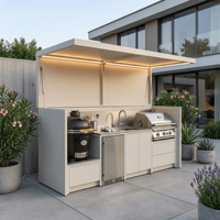 Cuisine extérieure haut de gamme antirouille avec réfrigérateur, en acier inoxydable 304 anticorrosion, pour jardin