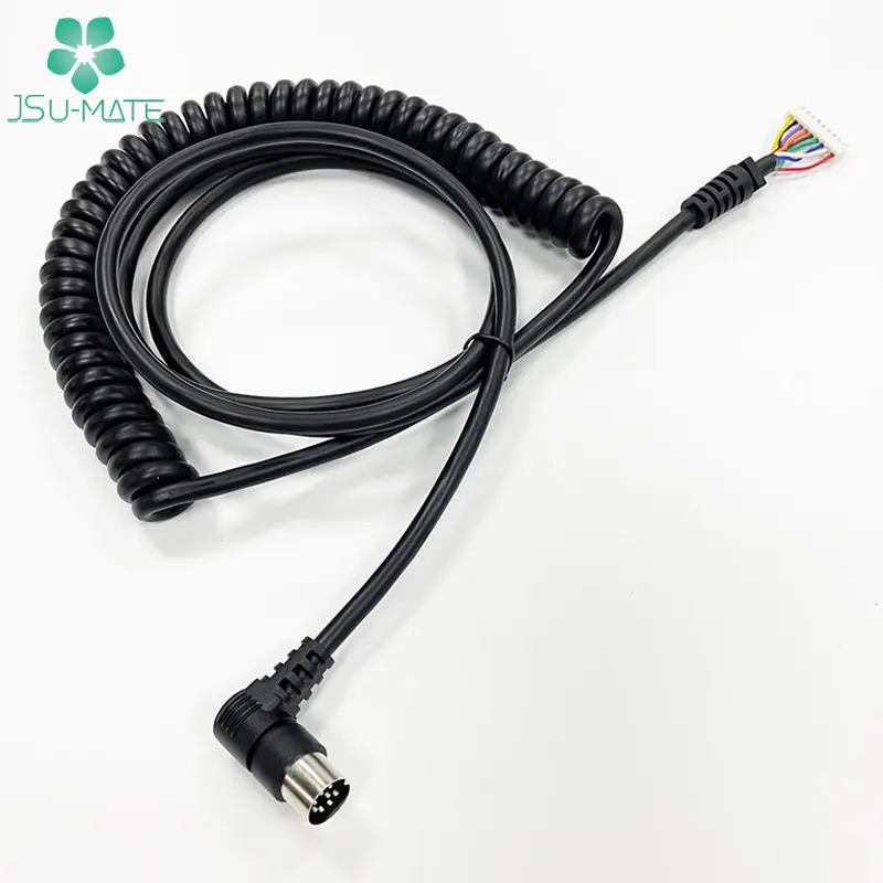 זווית נכונה 8Pin Midi/מיני/כוח דין PU ספירלה סלילי 22AWG כבל JST XH 9Pin כדי Din 8 9 פינים לרתום תיל כבל