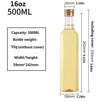 500ml 16oz Transparent PET paquet d'huile végétale bouteille maigre alimentaire sûr noix de macadamia huile de cuisson bouteille vide en plastique