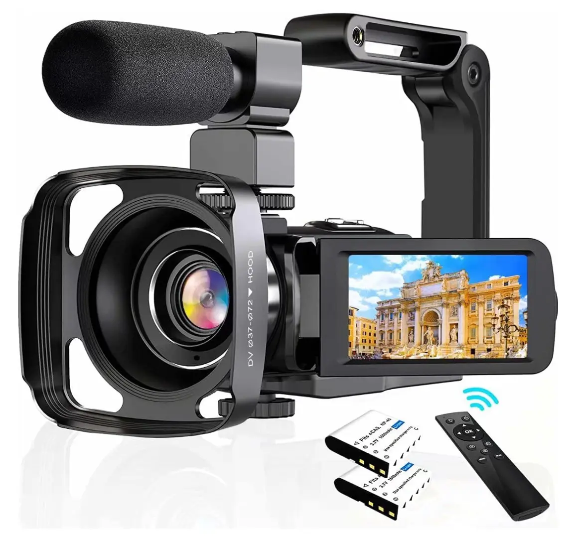 Drop shipping 4K 3 inç dokunmatik ekran dijital kamera Youtube için 56MP HD video kaydedici Vlogging kamera ile mikrofon ile
