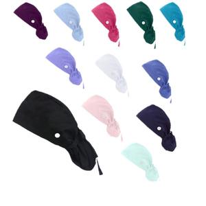 قبعة عمل متعددة الألوان بشعار قابل للتعديل ، قبعة قطن ، عصابة عرق ، ربطة عنق للظهر ، قبعات فرك جراحية ، قبعة تمريض مبطنة بالساتان للجنسين - Product Image 2