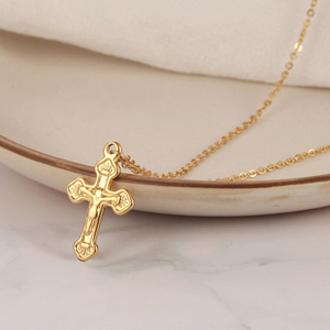 Homens de fé católica crucifixo 18k ouro da moda colar de pingente de aço inoxidável colar de jesus cruz - Product Image 1