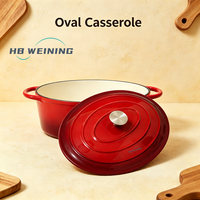 Casserole ovale en fonte émaillée avec couvercle, faitout polyvalent pour mijoter, cuire au four et la cuisson quotidienne