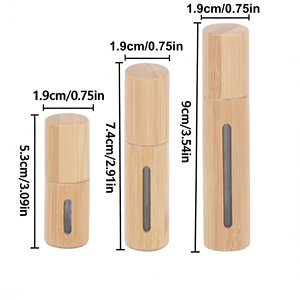 Flacons à bille en verre rechargeables pour échantillons de parfum avec billes en acier inoxydable 10 ml – Flacons roll-on en bambou - Product Image 5