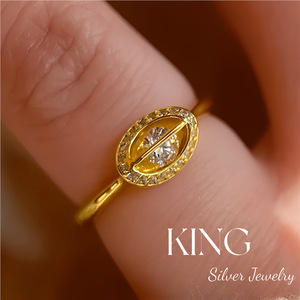 Anillo de Plata de Ley S925 con Forma de Lingote de Plata de la Marca King Silver, Chapado en Oro, Anillo de Moda para Mujer - Product Image 2