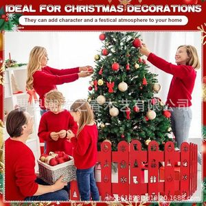 Cross-<b>border</b> solid wood Christmas decorative <b>fence</b>, foldable outdoor Christmas tree apron, festive red <b>fence</b>, snowflake <b>fence</b> - Product Image 2