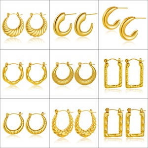 Pendientes Asequibles Directos de Fábrica, Aros Hipoalergénicos de Acero Inoxidable Chapados en Oro, Joyería de Bajo Costo para Mujer al por Mayor - Product Image 4