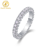 Bague pour femme en argent sterling 925 de haute qualité, prix d'usine, 2 mm 3 mm DVVS1 GRA, moissanite ronde, alliance éternelle pour anniversaire