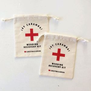 Bolsa de Regalo Personalizada para Recuerdos de Boda con Nombres y Fecha, Bolsa de Algodón Natural con Cordón - Product Image 1