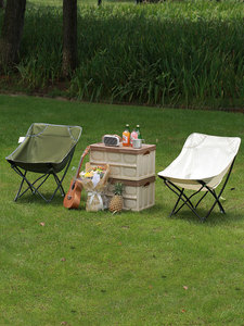 Silla Plegable de Camping, Cómoda Silla Tipo Luna con Bolsillo Lateral para Senderismo, Pesca y Camping al Aire Libre - Product Image 6