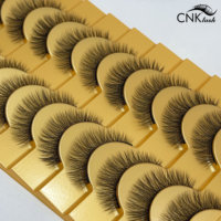 Faux cils en vison naturel faits à la main emballage personnalisé cils de cheveux synthétiques moelleux
