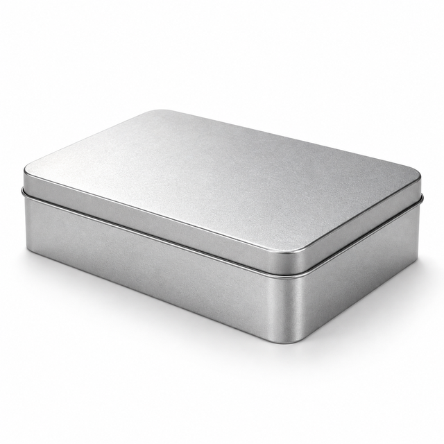 Metal Rectangular Empty Hinged Tins Box Containers Min Small Storage Tin Box Custom Box