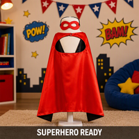 Ensemble cape et masque de super-héros pour enfants, cape réversible en satin avec masque pour les yeux, 6 couleurs, déguisement pour garçons et filles, anniversaire