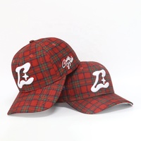 Casquettes de baseball sportives personnalisées OEM, imprimées à carreaux, 100% polyester, 6 panneaux, logo brodé 3D personnalisable, tendance