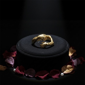 Factory Direct Sale Stainless Steel 18k Gold Plated Adjustable <b>Open</b> Hug <b>Rings</b> for Women - Product Image 1