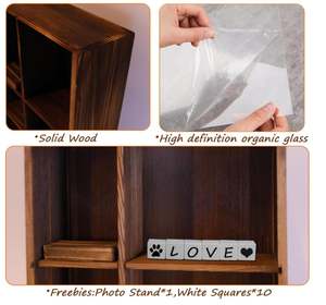 ペットメモリアルシャドーボックス犬用猫用棚付きカスタム無垢材ペットフレーム壷灰ディスプレイケース - Product Image 6