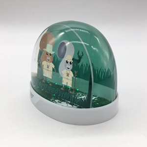 Cadre <span class=keywords><strong>Photo</strong></span> liquide motif personnalisé à l'intérieur Globe personnalisé mignon dessin animé Animal vert forêt boule d'eau en plastique Base elliptique - Product Image 1
